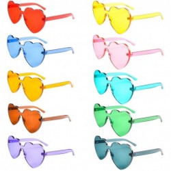 Cat Eye One Piece Rimless Sunglasses Transparent Candy Color Tinted Eyewear - 10 Pack - C518TSNKEAH $30.57