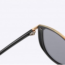 Oval Polarized Cat Eye Sunglasses-Thicken Round Goggle-Vintage Classic Sun Glasses - B - CV190OCLWX5 $31.35