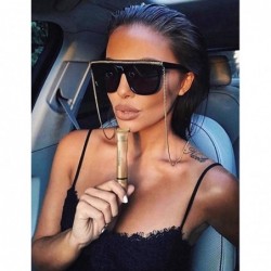 Goggle Women Oversize Sunglasses Fashion Square Eyewear UV400 Metal Chain Shades - Black Frame/Grey Lens - CC18OSQO00E $19.34
