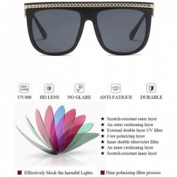 Goggle Women Oversize Sunglasses Fashion Square Eyewear UV400 Metal Chain Shades - Black Frame/Grey Lens - CC18OSQO00E $19.34