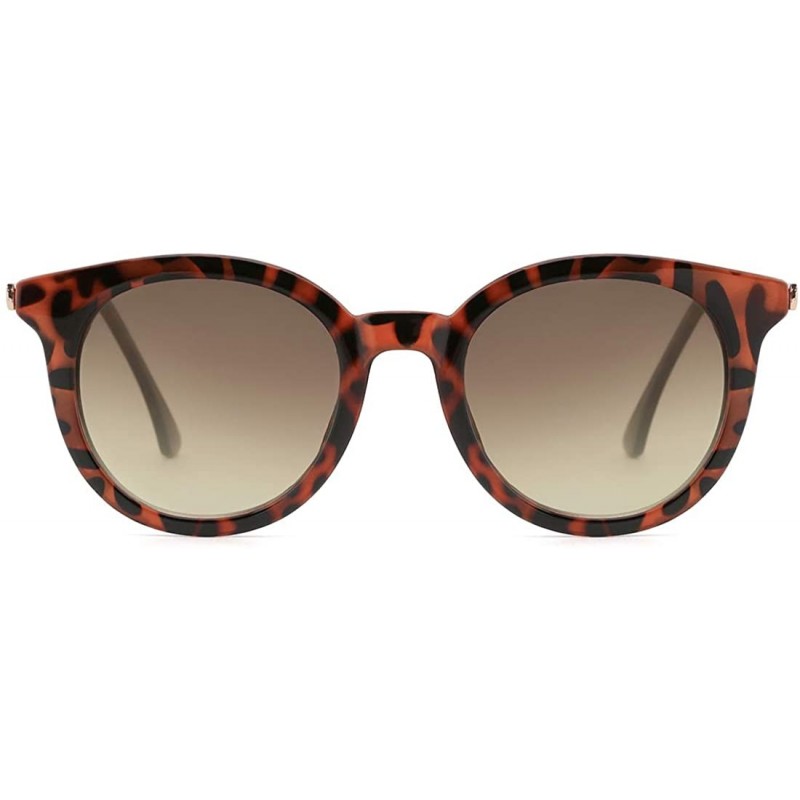 Round Retro Round Sunglasses for Women Fashion Plastic Frame UV400 Protection - Leopard - CK18ZEI3UHQ $16.44