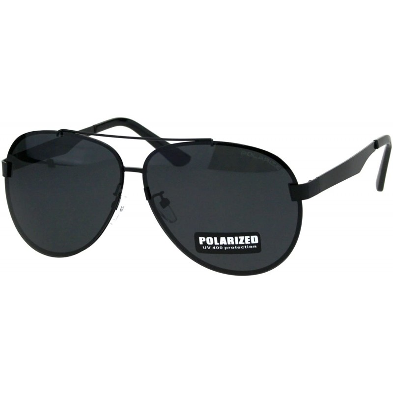 Rimless Polarized Mirror Exposed Edge Luxury Designer Pilots Metal Rim Sunglasses - All Black - CT18GXUMZ9I $17.84