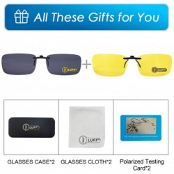 Shield 2-Pair Polarized/Night Vision Clip on Sunglasses/Myopia Glasses for Driving - Black-yellow - CQ18QIQCKSM $29.09