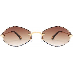 Oval Sunglasses Sunglasses for Women Frameless Oval - Brown - CE18TTU7YSU $21.12