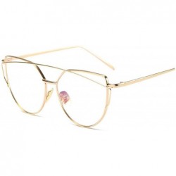 Cat Eye Cat Eye Vintage Rose Gold Mirror Woman's Sunglasses Metal Reflective Flat Lens Tourism Multi-color Style - CI197A290K...