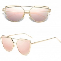 Cat Eye Cat Eye Vintage Rose Gold Mirror Woman's Sunglasses Metal Reflective Flat Lens Tourism Multi-color Style - CI197A290K...