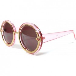 Round Hot Vintage Retro Fashion Round Tortoise Frame Women's Sunglasses - Black/Gold - CK189AMZAWO $13.65