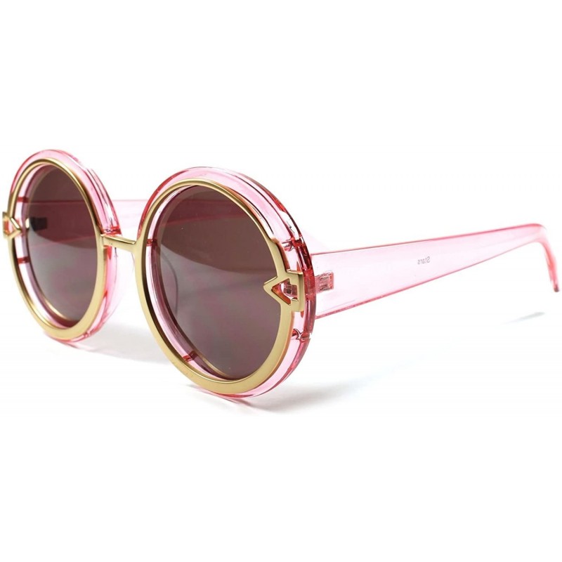 Round Hot Vintage Retro Fashion Round Tortoise Frame Women's Sunglasses - Black/Gold - CK189AMZAWO $13.65