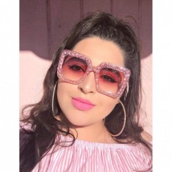 Sport Women Rhinestone Sunglasses Oversized Square Gradient Lens - Pink - CX189MST249 $12.03