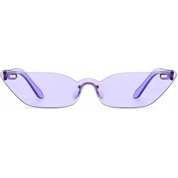 Rimless Narrow Cat Eye Sunglasses Triangle Rimless Sun Glasses Women Accessories - Purple - CU18EILKDWK $9.09