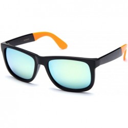 Square Men's Retro Sports Light Weight Slim Cut Two Tone Temple Design Sunglasses - Orange - CX11WLYXNMR $12.89