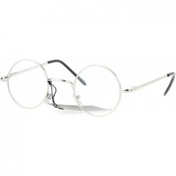 Round Super Small Clear Lens Glasses Round Circle Metal Frame Spring Hinge UV400 - Silver - C3186OW3WQZ $9.25
