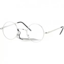 Round Super Small Clear Lens Glasses Round Circle Metal Frame Spring Hinge UV400 - Silver - C3186OW3WQZ $18.75