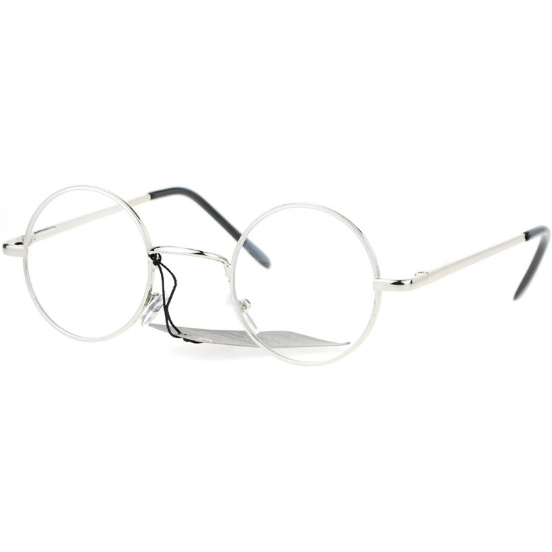 Round Super Small Clear Lens Glasses Round Circle Metal Frame Spring Hinge UV400 - Silver - C3186OW3WQZ $9.25