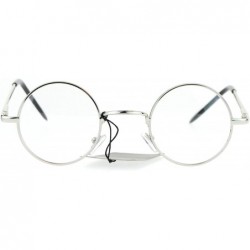 Round Super Small Clear Lens Glasses Round Circle Metal Frame Spring Hinge UV400 - Silver - C3186OW3WQZ $9.25