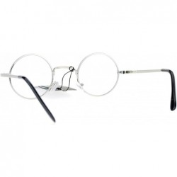 Round Super Small Clear Lens Glasses Round Circle Metal Frame Spring Hinge UV400 - Silver - C3186OW3WQZ $9.25