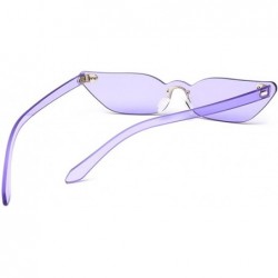 Rimless Narrow Cat Eye Sunglasses Triangle Rimless Sun Glasses Women Accessories - Purple - CU18EILKDWK $9.09