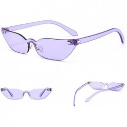 Rimless Narrow Cat Eye Sunglasses Triangle Rimless Sun Glasses Women Accessories - Purple - CU18EILKDWK $9.09