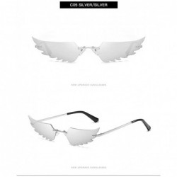 Goggle Fashion Retro Wings Shaped Sunglasses Frameless Polarized Sunglasses UV400 Summer Sunglasses for Women Men - CZ190LQWH...