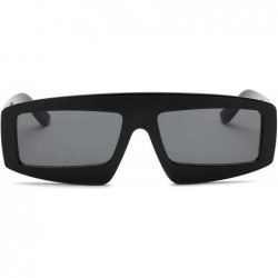 Rectangular Women Retro Vintage Futuristic Flat Lens Rectangular Sunglasses - Black - C718I8YNSHG $7.29