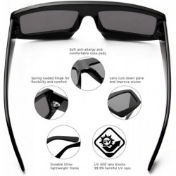 Rectangular Women Retro Vintage Futuristic Flat Lens Rectangular Sunglasses - Black - C718I8YNSHG $7.29