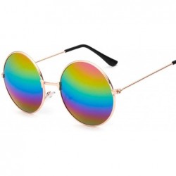 Oversized Retro Small Round Sunglasses Women Vintage Brand Shades Black Metal Sun Glasses - Multicolored - CS18W7YYMMD $39.16