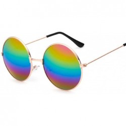 Oversized Retro Small Round Sunglasses Women Vintage Brand Shades Black Metal Sun Glasses - Multicolored - CS18W7YYMMD $16.41