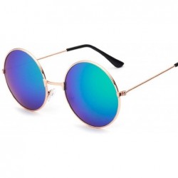 Oversized Retro Small Round Sunglasses Women Vintage Brand Shades Black Metal Sun Glasses - Multicolored - CS18W7YYMMD $16.41