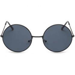 Oversized Retro Small Round Sunglasses Women Vintage Brand Shades Black Metal Sun Glasses - Multicolored - CS18W7YYMMD $16.41