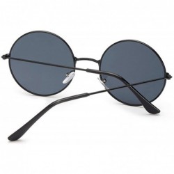 Oversized Retro Small Round Sunglasses Women Vintage Brand Shades Black Metal Sun Glasses - Multicolored - CS18W7YYMMD $16.41