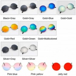 Oversized Retro Small Round Sunglasses Women Vintage Brand Shades Black Metal Sun Glasses - Multicolored - CS18W7YYMMD $16.41