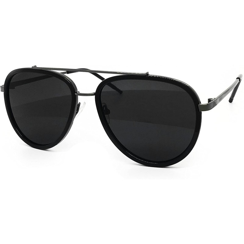 Sport 66449 Premium Aviator Vintage Hippie Retro Womens Mens Sunglasses - Black - CC1850KOD0L $15.92