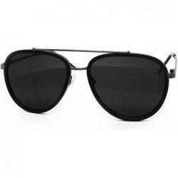 Sport 66449 Premium Aviator Vintage Hippie Retro Womens Mens Sunglasses - Black - CC1850KOD0L $15.92