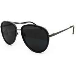 Sport 66449 Premium Aviator Vintage Hippie Retro Womens Mens Sunglasses - Black - CC1850KOD0L $15.92