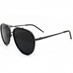 Sport 66449 Premium Aviator Vintage Hippie Retro Womens Mens Sunglasses - Black - CC1850KOD0L $15.92