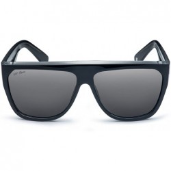 Square Polarized Sunglasses Protection Oversized - Oversized Black - CM18C9ZYRHR $16.04