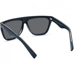 Square Polarized Sunglasses Protection Oversized - Oversized Black - CM18C9ZYRHR $16.04