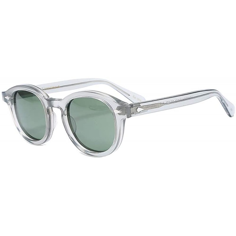 Round Johnny Depp Tony Stark Oval Sunglasses Fashion Men Women Vintage Sunglasses Transparent Sunglasses Gradation Lens - C91...