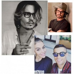 Round Johnny Depp Tony Stark Oval Sunglasses Fashion Men Women Vintage Sunglasses Transparent Sunglasses Gradation Lens - C91...