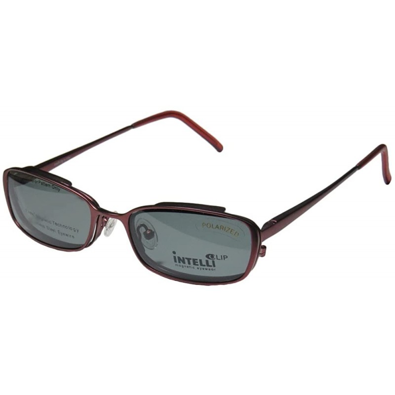 Rectangular 733 Mens/Womens Designer Full-rim Sunglass Lens Clip-Ons Flexible Hinges Eyeglasses/Spectacles - Maroon - CW12128...