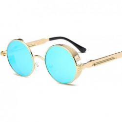 Goggle Round Metal Sunglasses Steampunk Men Women Fashion Glasses Er Retro Vintage UV400 - Black Red - CJ198AHXEA9 $27.89