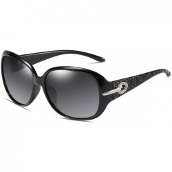 Sport Polarized HD Sunglasses for Women Polarized Metal Mirror UV 400 Lens Protection - Black - CQ198O9DIAG $31.44