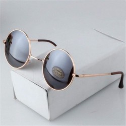 Goggle Vintage Round Sunglasses Women Sun Glasses Gold Alloy Circle Men Feminine Goggles - Black - C8197Y6D8UU $20.80