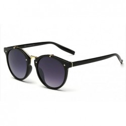 Round Classic Round Retro Sunglasses Vintage Inspired Horned Rim Frame Lens 48mm - Black/Grey - CF12FU83TJH $10.15
