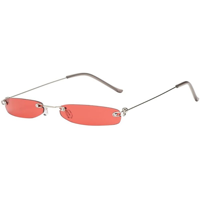 Rectangular Fashion Small Frame Eyewear Squared Rectangular Sunglasses (Style G) - CR196GXHCY3 $10.92