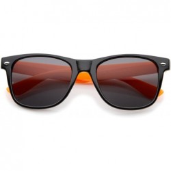 Square Classic Retro Two-Toned Neon Color Temple Horn Rimmed Sunglasses 54mm - Shiny Black-orange / Smoke - CA12K5F7MG1 $9.86