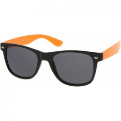 Square Classic Retro Two-Toned Neon Color Temple Horn Rimmed Sunglasses 54mm - Shiny Black-orange / Smoke - CA12K5F7MG1 $9.86