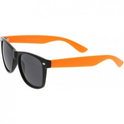 Square Classic Retro Two-Toned Neon Color Temple Horn Rimmed Sunglasses 54mm - Shiny Black-orange / Smoke - CA12K5F7MG1 $9.86