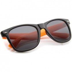 Square Classic Retro Two-Toned Neon Color Temple Horn Rimmed Sunglasses 54mm - Shiny Black-orange / Smoke - CA12K5F7MG1 $9.86