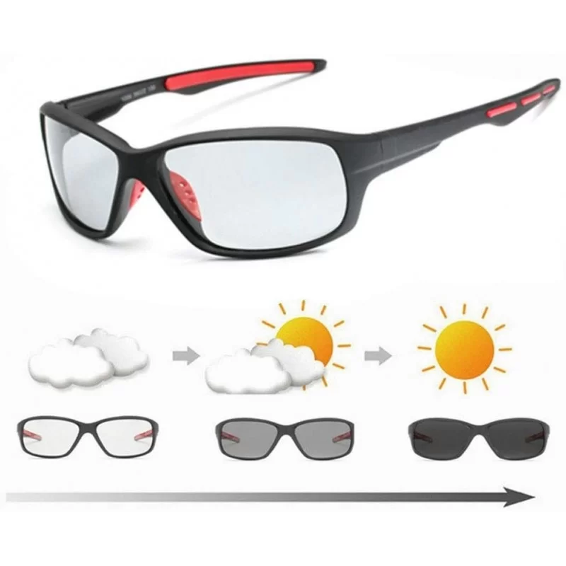 Sport Photochromic Polarized Sunglasses for Men Women Safety Cycling Glasses UV Protection Outdoor Sport Sunglasses - C918YY8...